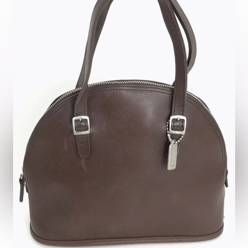 Coach Brown Leather Satchel with Silver Hardware